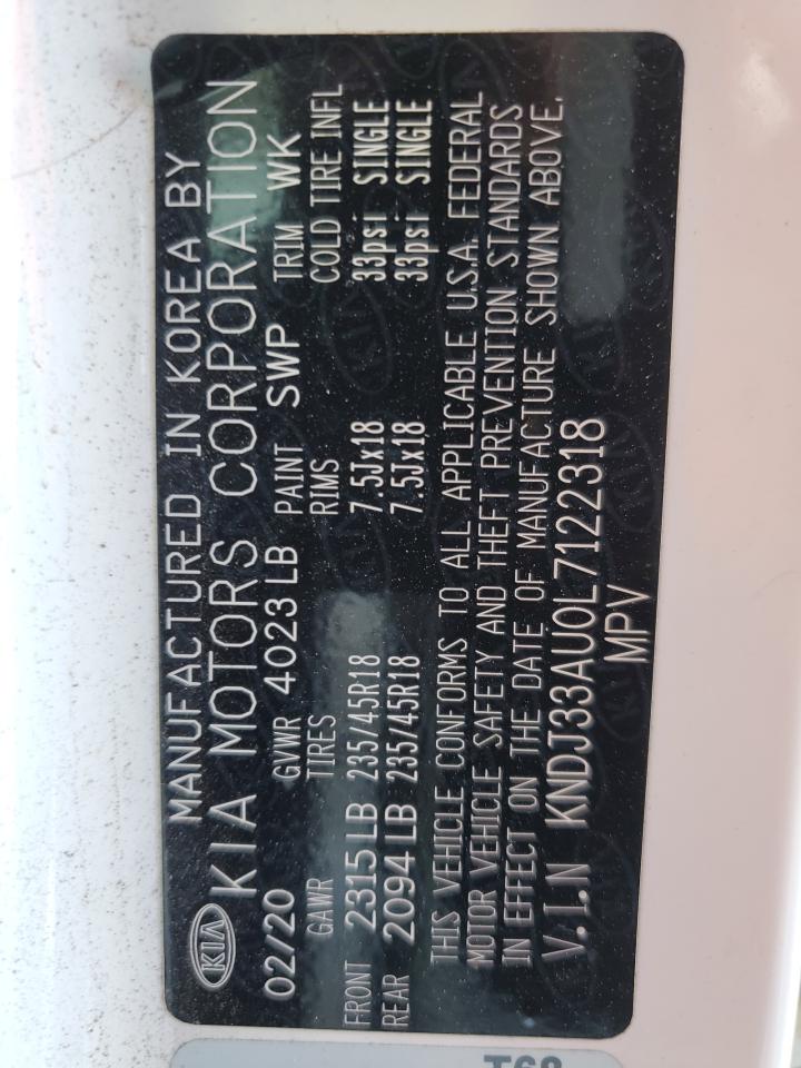 KNDJ33AU0L7122318 2020 Kia Soul Ex