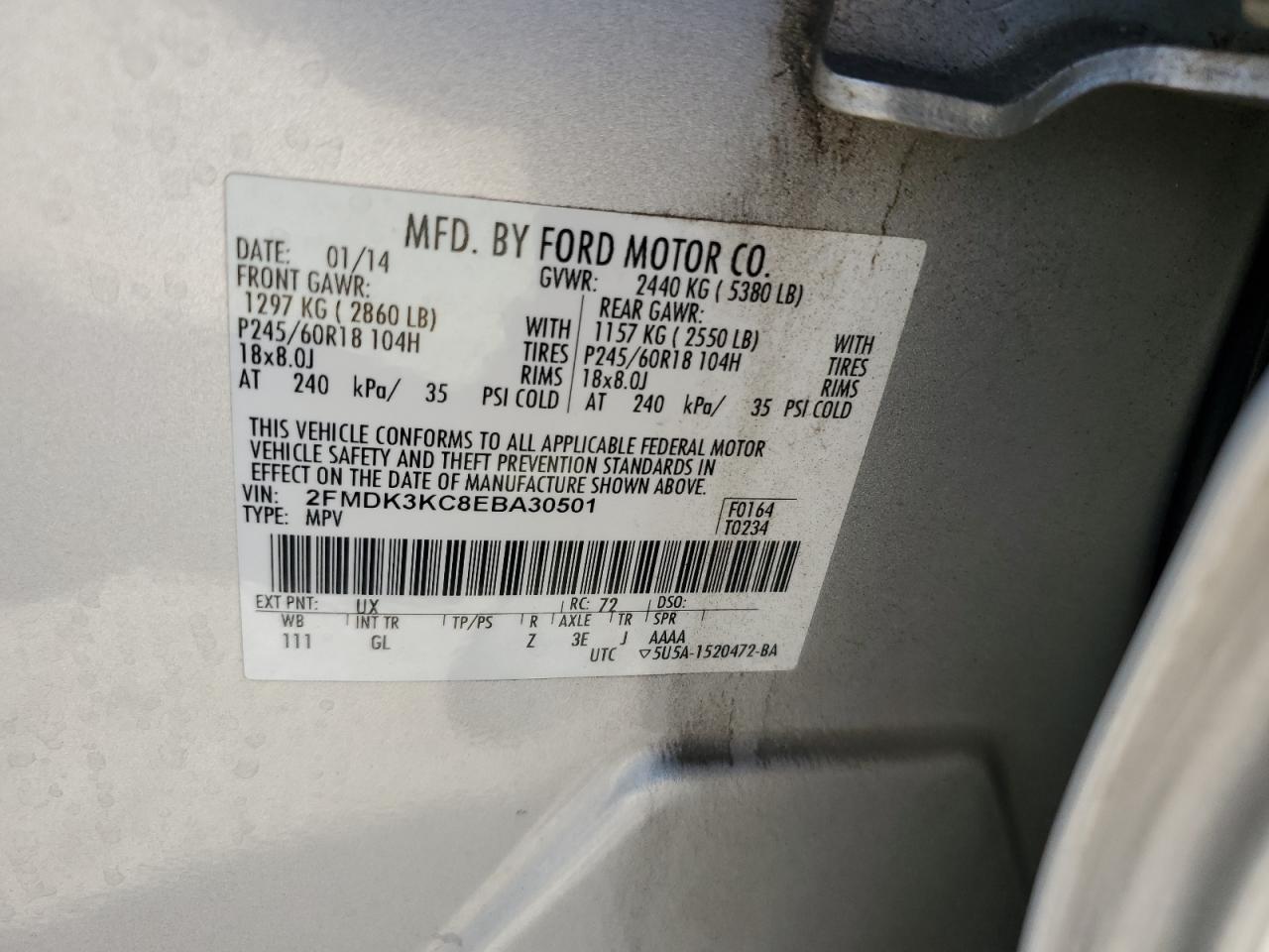 2FMDK3KC8EBA30501 2014 Ford Edge Limited