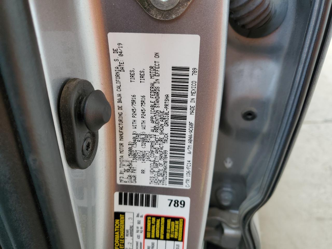 3TMDZ5BN6KM070499 2019 Toyota Tacoma Double Cab