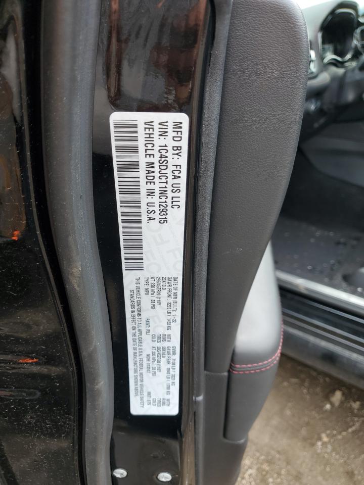 1C4SDJCT1NC129315 2022 Dodge Durango R/T