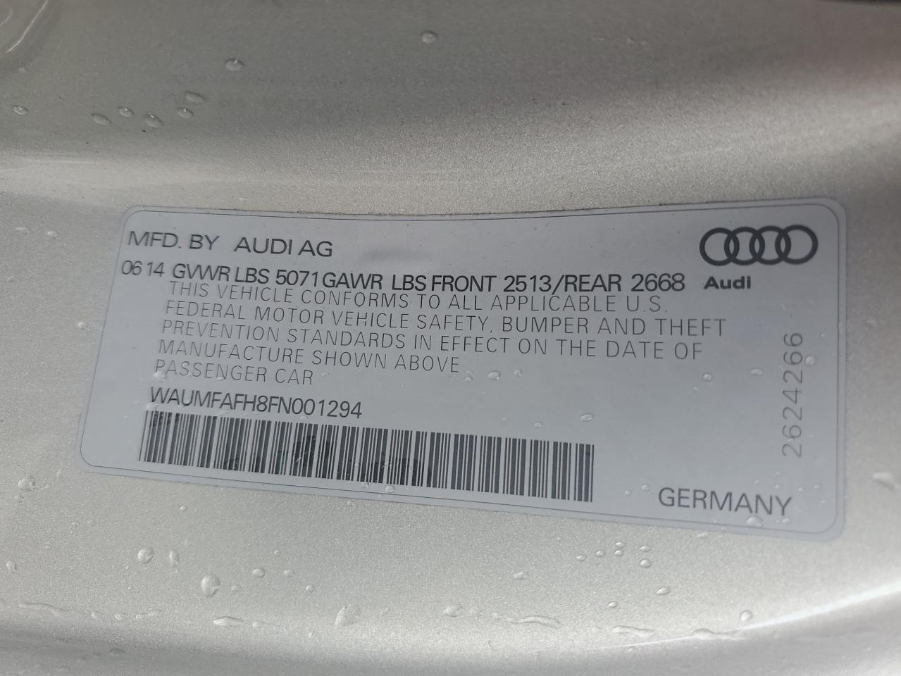 WAUMFAFH8FN001294 2015 Audi A5 Premium Plus