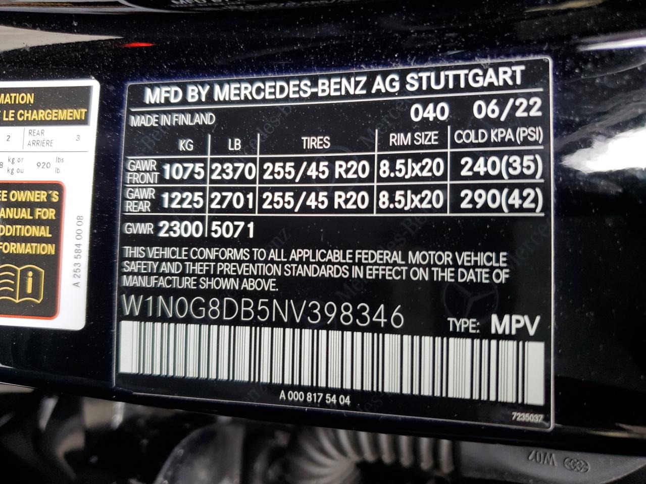 W1N0G8DB5NV398346 2022 Mercedes-Benz Glc 300