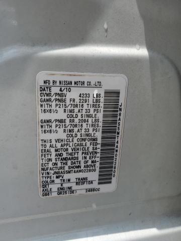 2010 Nissan Rogue S VIN: JN8AS5MT4AW022800 Lot: 55261404