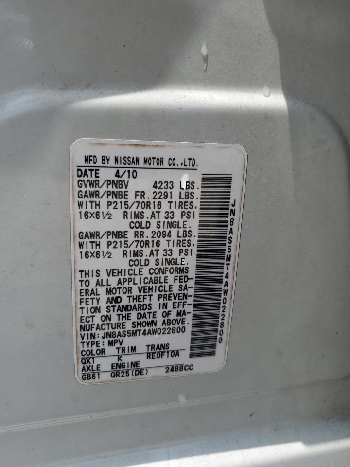 JN8AS5MT4AW022800 2010 Nissan Rogue S