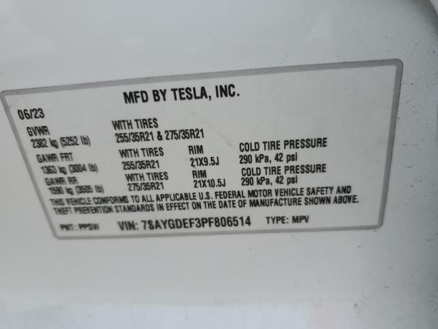 2023 Tesla Model Y VIN: 7SAYGDEF3PF806514 Lot: 53166864