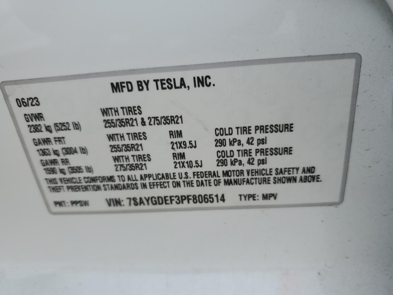 7SAYGDEF3PF806514 2023 Tesla Model Y