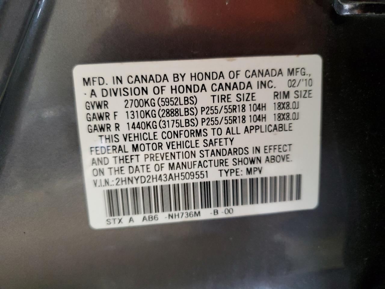 2HNYD2H43AH509551 2010 Acura Mdx Technology