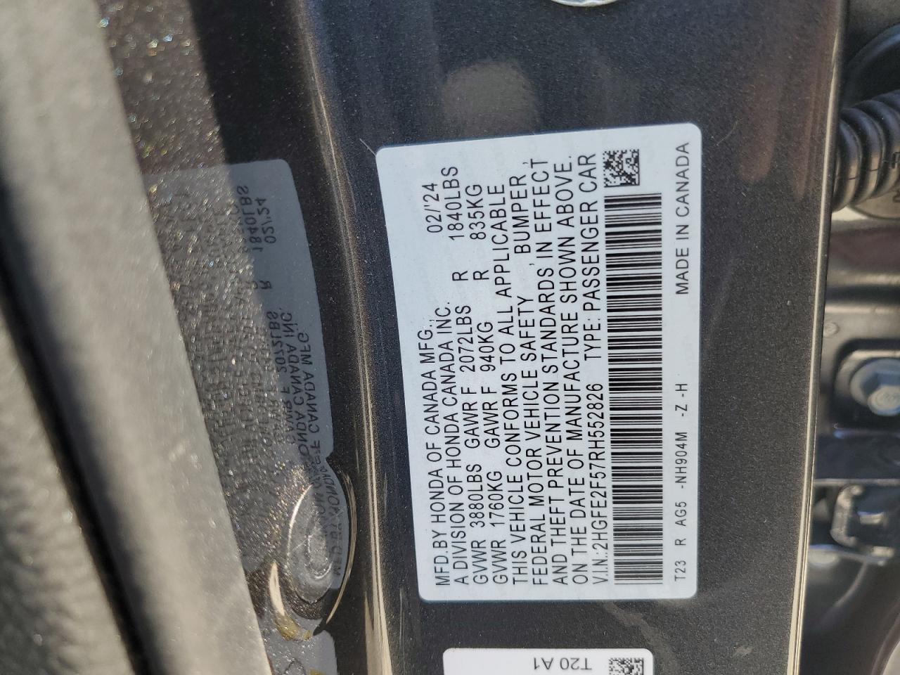 2HGFE2F57RH552826 2024 Honda Civic Sport 2HGFE2F57RH552826 2024 Honda Civic Sport