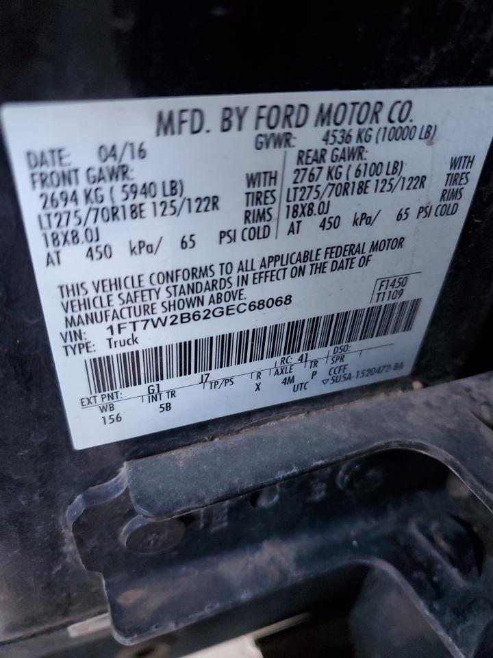 1FT7W2B62GEC68068 2016 Ford F250 Super Duty