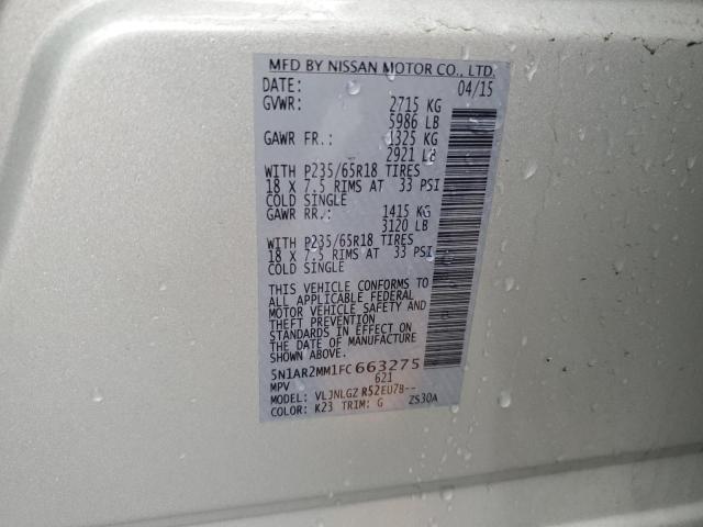 2015 Nissan Pathfinder S VIN: 5N1AR2MM1FC663275 Lot: 53483484