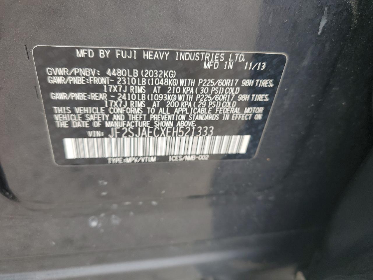 JF2SJAECXEH521333 2014 Subaru Forester 2.5I Premium