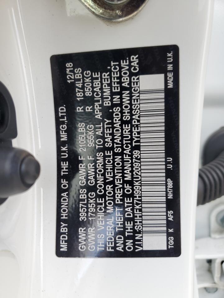 SHHFK7H99KU209739 2019 Honda Civic Sport Touring