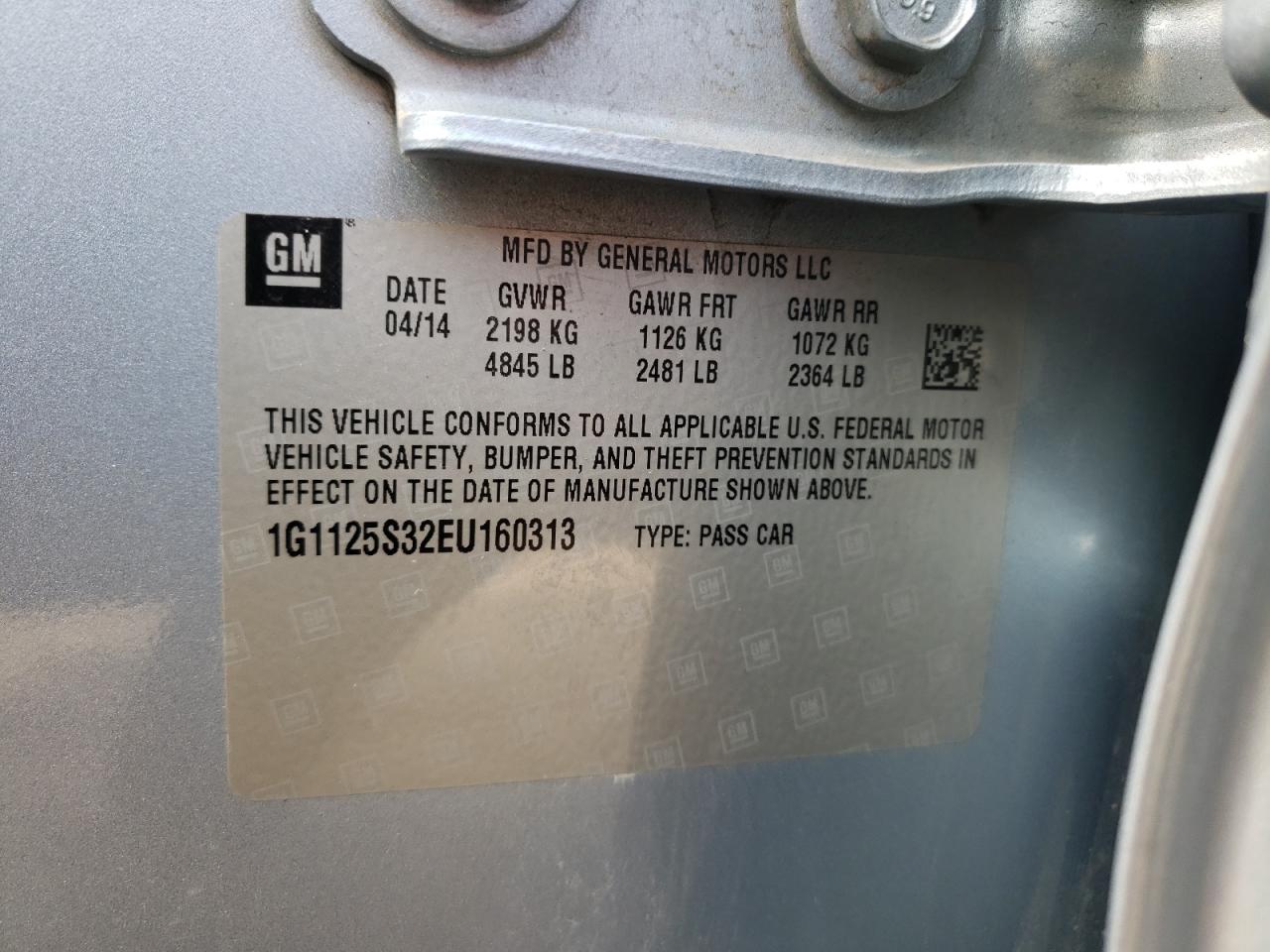 1G1125S32EU160313 2014 Chevrolet Impala Lt