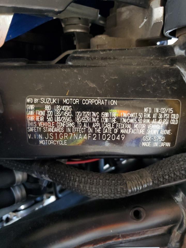 JS1GR7NA4F2102049 2015 Suzuki Gsx-S750