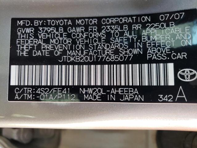 2007 Toyota Prius VIN: JTDKB20U177685077 Lot: 57254534