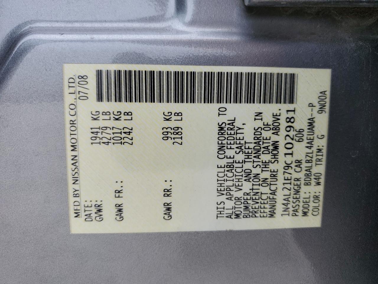 1N4AL21E79C102981 2009 Nissan Altima 2.5