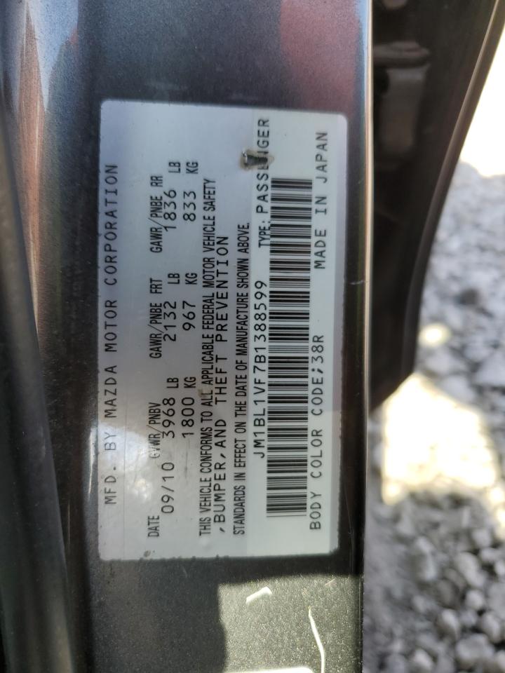 JM1BL1VF7B1388599 2011 Mazda 3 I