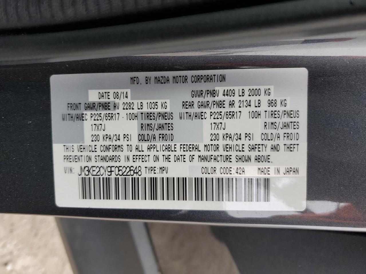 JM3KE2CY9F0522648 2015 Mazda Cx-5 Touring