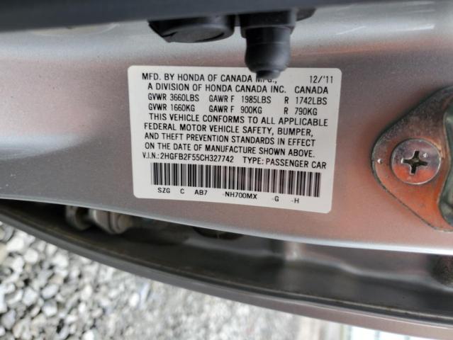 2012 Honda Civic Lx VIN: 2HGFB2F55CH327742 Lot: 53646784