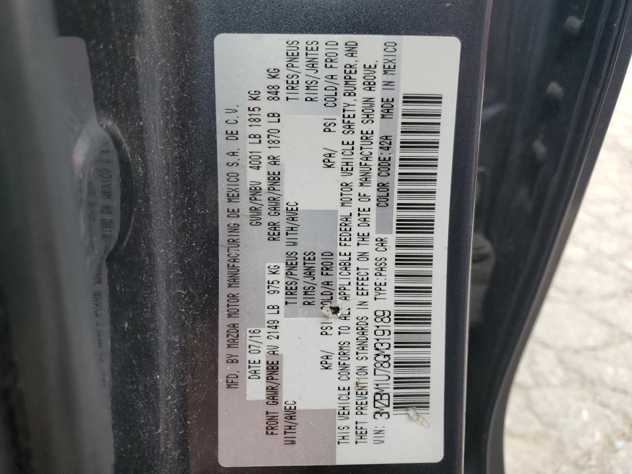 3MZBM1U78GM319189 2016 Mazda 3 Sport