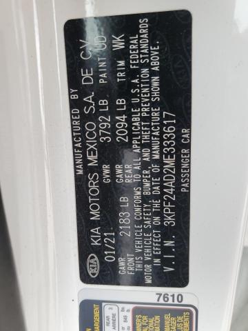 2021 Kia Forte Fe VIN: 3KPF24AD2ME333617 Lot: 54132214