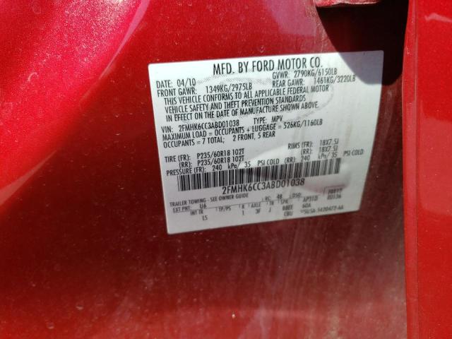 2010 Ford Flex Sel VIN: 2FMHK6CC3ABD01038 Lot: 53750114
