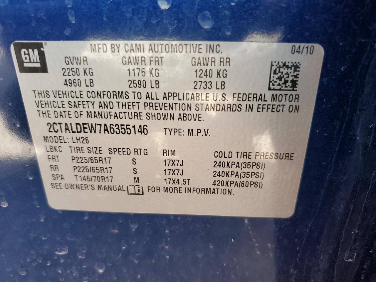 2CTALDEW7A6355146 2010 GMC Terrain Sle