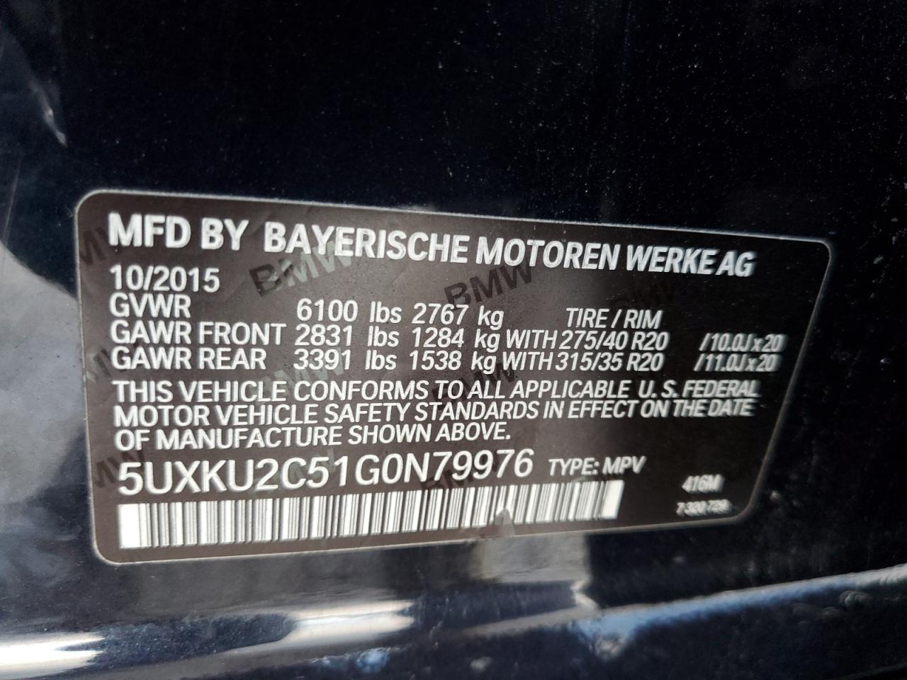 5UXKU2C51G0N79976 2016 BMW X6 xDrive35I