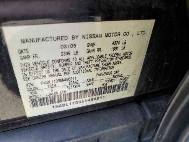 2005 Nissan Altima Se VIN: 1N4BL11D95N496911 Lot: 56113974