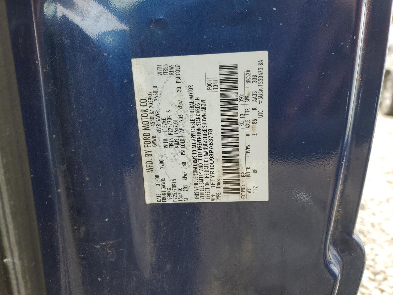 1FTYR10U98PA63778 2008 Ford Ranger