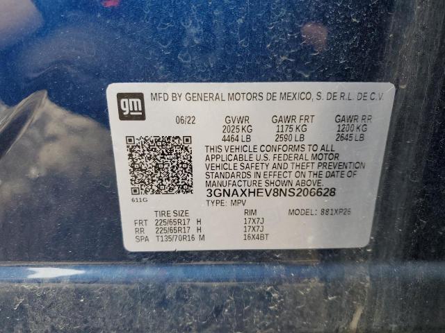 2022 Chevrolet Equinox Ls VIN: 3GNAXHEV8NS206628 Lot: 53435674