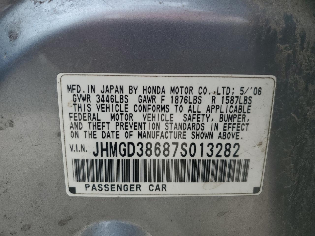 JHMGD38687S013282 2007 Honda Fit S