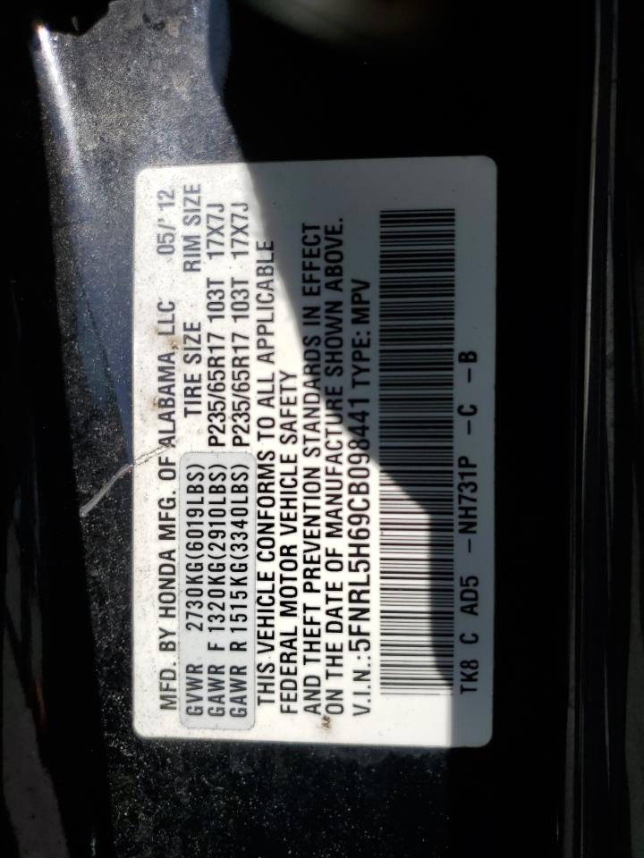 5FNRL5H69CB098441 2012 Honda Odyssey Exl