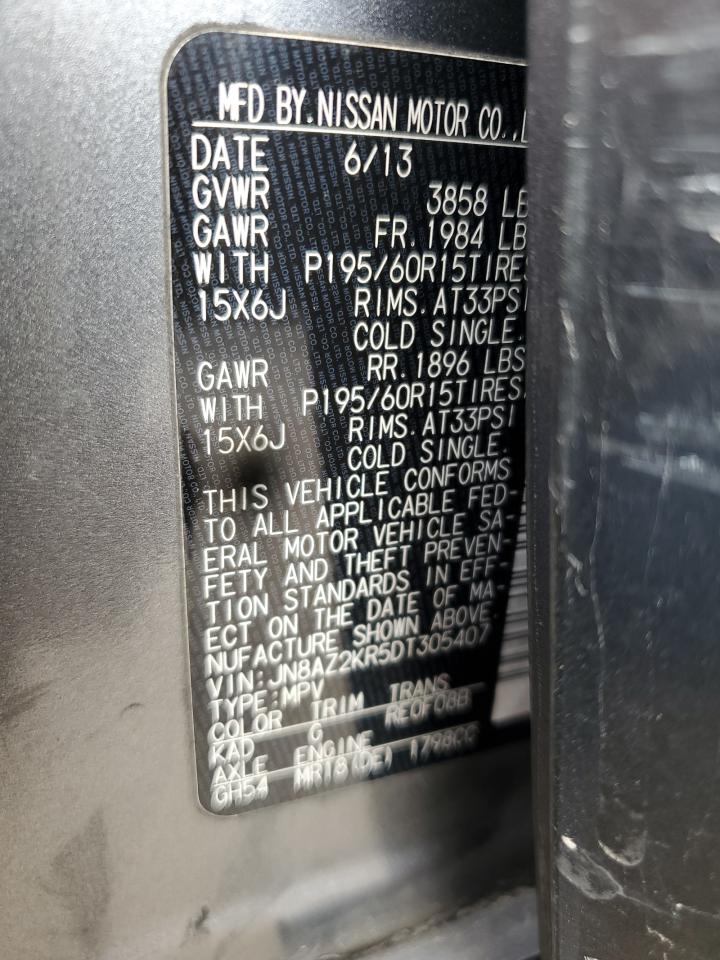 JN8AZ2KR5DT305407 2013 Nissan Cube S