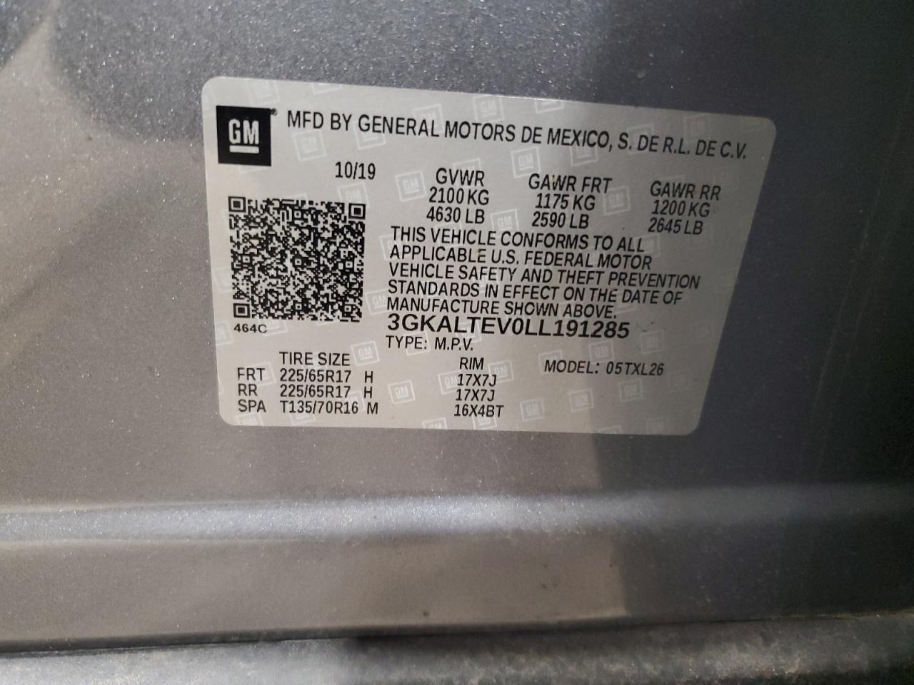 3GKALTEV0LL191285 2020 GMC Terrain Sle