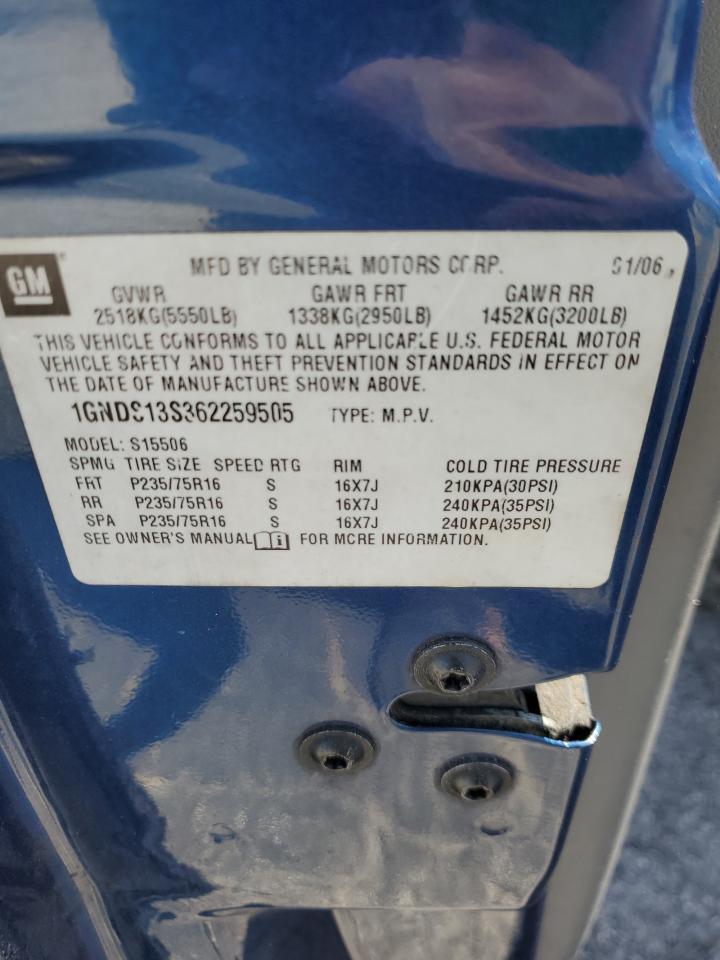 1GNDS13S362259505 2006 Chevrolet Trailblazer Ls