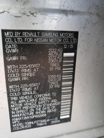 2016 Nissan Rogue S VIN: KNMAT2MV1GP632956 Lot: 53865814