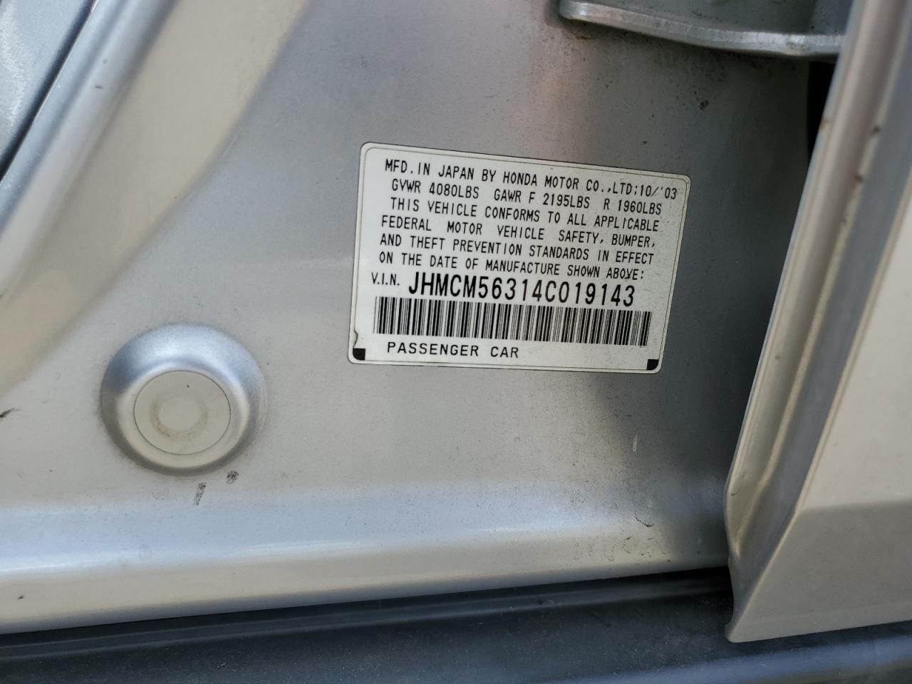 JHMCM56314C019143 2004 Honda Accord Lx