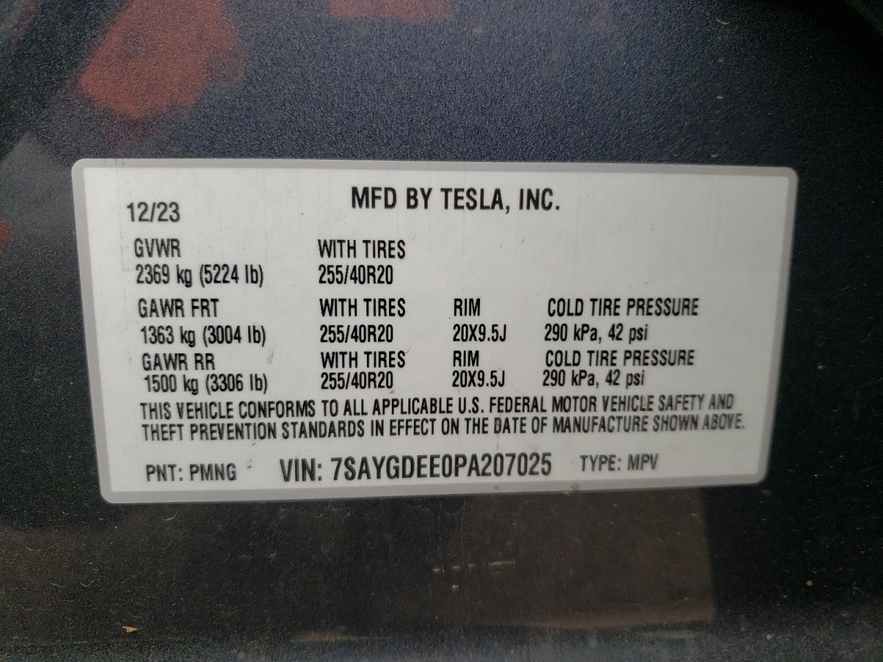 7SAYGDEE0PA207025 2023 Tesla Model Y