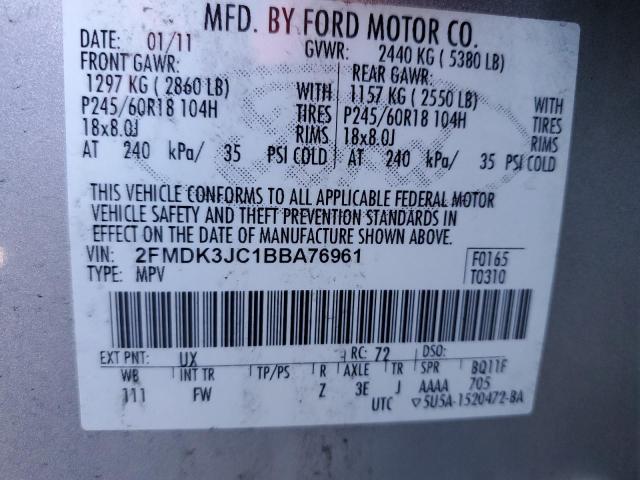 2011 Ford Edge Sel VIN: 2FMDK3JC1BBA76961 Lot: 54370624