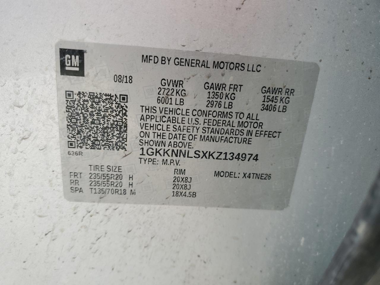 1GKKNNLSXKZ134974 2019 GMC Acadia Slt-2