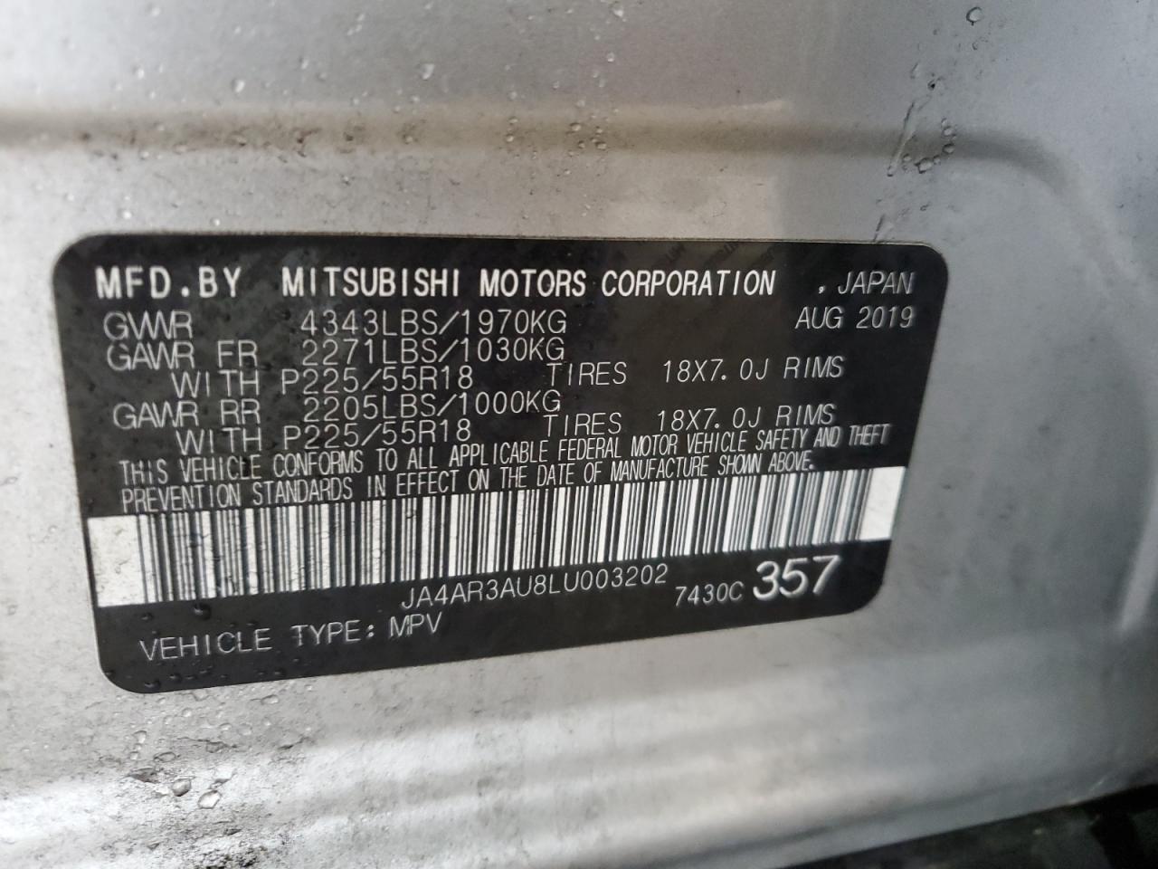 JA4AR3AU8LU003202 2020 Mitsubishi Outlander Sport Es