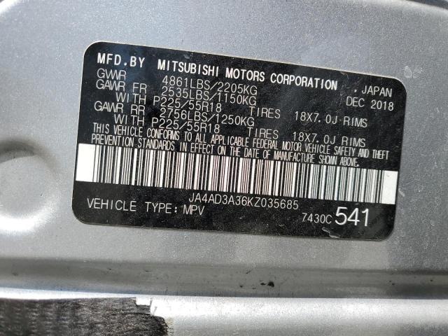 2019 Mitsubishi Outlander Se VIN: JA4AD3A36KZ035685 Lot: 56323514