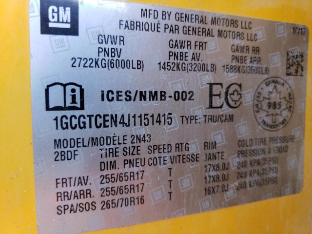 2018 Chevrolet Colorado Lt VIN: 1GCGTCEN4J1151415 Lot: 54443924