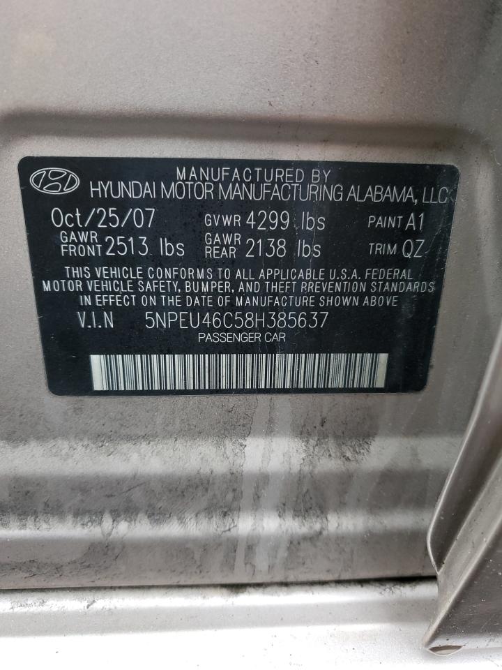 5NPEU46C58H385637 2008 Hyundai Sonata Se