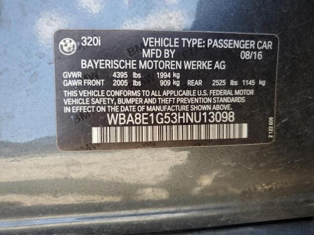 2017 BMW 320 I VIN: WBA8E1G53HNU13098 Lot: 55417634