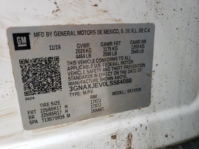 2020 Chevrolet Equinox Lt VIN: 3GNAXJEV0LS584088 Lot: 54827934