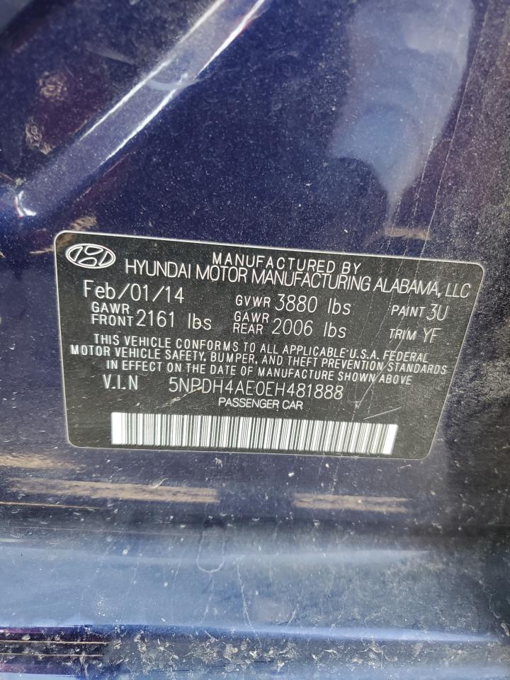 2014 Hyundai Elantra Se vin: 5NPDH4AE0EH481888