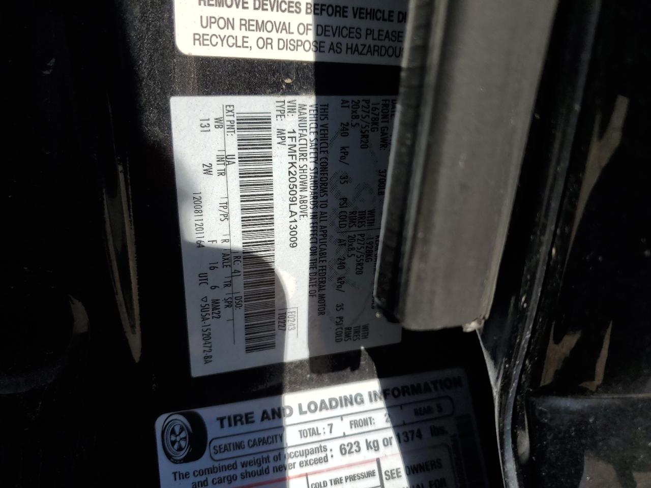 1FMFK20509LA13009 2009 Ford Expedition El Limited