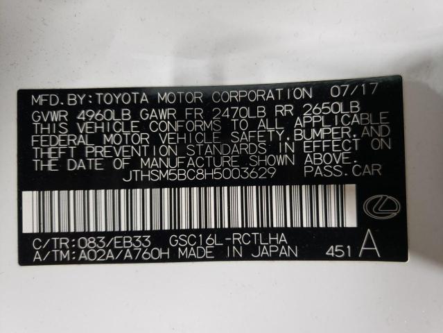 2017 Lexus Rc 300 VIN: JTHSM5BC8H5003629 Lot: 54930174